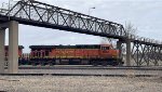 Autotrain/Intermodal passes under the old foot bridge